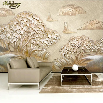 beibehang Custom foto tapeet seina murals seina kleebised luksuslik kuld leevendust purjekas puu, pilv 3d TV seina de papel parede