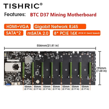 BTC D37 Kaevandamine Emaplaat Koos PROTSESSORI valida 8 Video Kaardi Pesa, DDR3-Mälu Kaevandus-Ekspert Juhatuse Ethereum Bitcoi Kaevandaja Gigabit Network