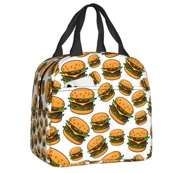 Cheeseburgers Muster Termiliselt Isoleeritud Lunch Bag Naiste Resuable Lõuna Konteiner Lapsed Kooli Lapsed Ladustamine Toidu Box
