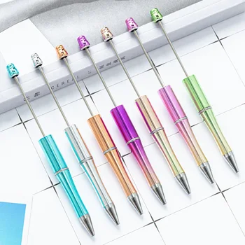 Diy Beaded Pen 10 Tk Hulgimüük Plasti Beaded Pen Saab Printida Uus Värv UV-Kroomitud Plastikust Beaded DIY Pen Jaapani Kirjatarvete