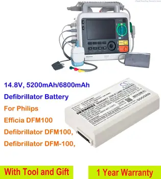 GreenBattey 5200mAh/6800mAh aku M6482 jaoks Philips Defibrillaator DFM100, Defibrillaator DFM-100, Efficia DFM100