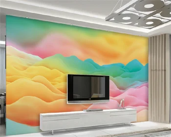 Kohandatud taustpildi värvikas lainjas read elutuba, magamistuba, laste tuba taust dekoratiivse seina maali seinamaaling behang