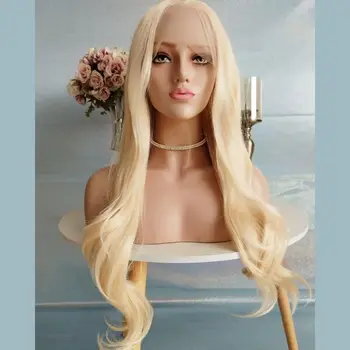 Marquesha Pikk Blond Laineline Parukas Naiste Kuumakindel Kiudaineid Juuksed Cosplay Sünteetiline Pits Ees Parukad Drag Queen