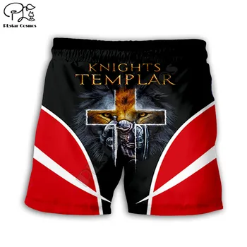 Meeste Suvel Knights Templar Lõvi Vabaaja Püksid 3d Trükitud Kiire Kuiv Naljakas Pardal Püksid Elastne Vöökoht tilk laevandus