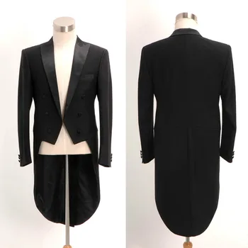 Pikk Kohandatud Must Mantel Custom Made Meeste Ülikonnad 2pieces(Jakk+Püksid+Pael) Terno Masculino Peigmees Kõnniteed Smoking Pintsak Meestele