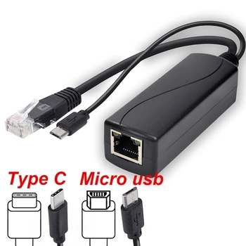 POE Power Over Ethernet Splitter 48V 5V MicroUSB Tüüp C DC5.5x2.1 DC3.5x1.35 Toide Moodul Pihusti IP Kaamera