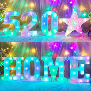 RGB 26 Täht LED Tuled Helendav Number Lamp Decor Aku Õhtul Tuli koju Pulmad Sünnipäev, jõulupidu Dekoratsioon