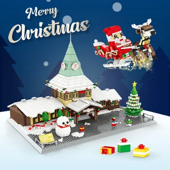 Santa Claus Office Building Blocks Jõulupuu Sonwman Põder 2180PCS+ Mini Tellised Mänguasjad, Jõulud Kingitus Ekraan