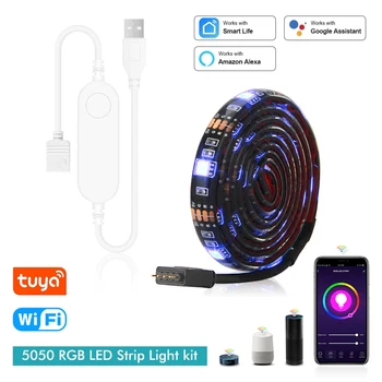 Smart WiFi LED Riba Valgustus Töötab Alexa, Google Kodu 5050 rgb LED ,Tuya Smart Elu Kontrollitud USB led Riba Kodu