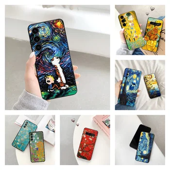 Soft Case for Samsung Galaxy S23 5G S22 Pluss S21 FE S20 Ultra S10 Lite S9 S8 Van Gogh Tähine Öö Musta Telefon Juhtudel Kate