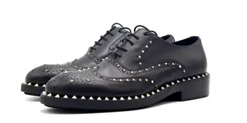 Uus ametlik käsitöö meeste kingad musta pulm kingad meestele brogue kingad lace up ehtne nahk neet mood pool kingad